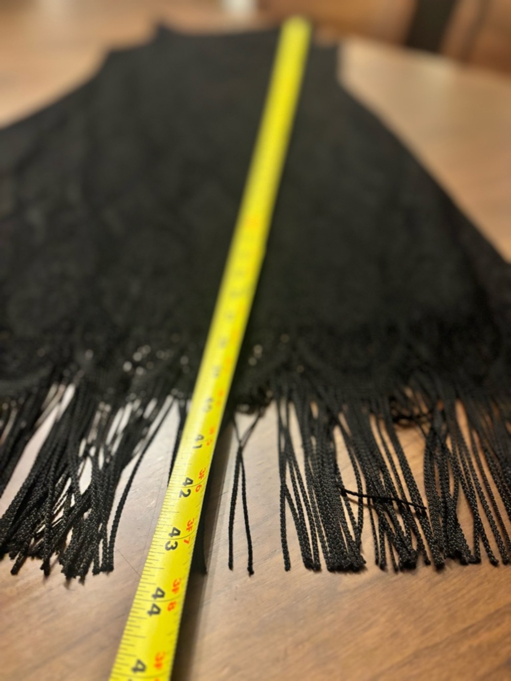 Hourglass Black Fringe Lace Dress XL Sleeveless 90s Flapper Midi Goth - Picture 8 of 11